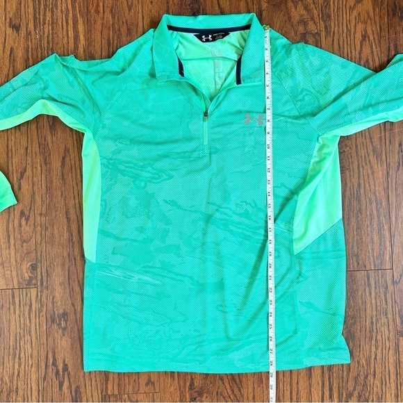 Under Armour Green Patterned Pullover 1/4 Zip Long Sleeve Athletic Top Large - Picture 11 of 12